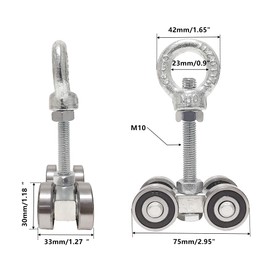 BIAXJUNY 4 Wheel Trolley Assembly Roller, Silent Unistrut Trolley, Solid Steel, M10 Bolt, Lifting Eye Nuts, 1-5/8" Wide Strut Channel (2pc)