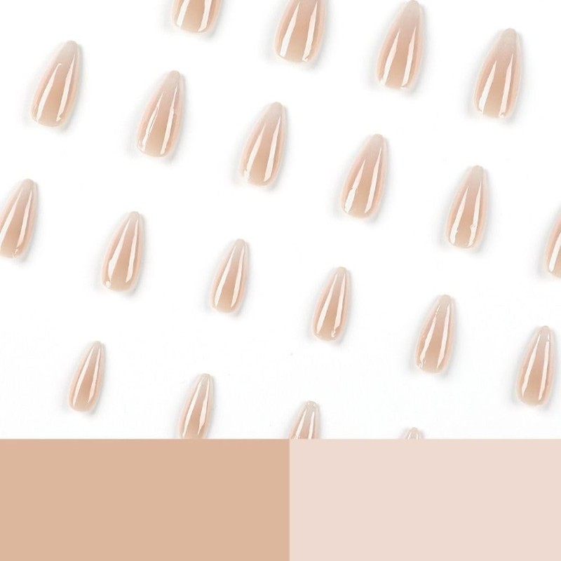 24pcs Long Almond False Nail French Simple Gradient False Nail