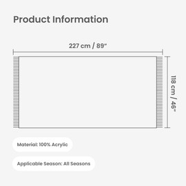 Acrylic ReversibleThrow Blanket with Tassels, Vintage, Tartan Blanket and Soft Cozy Sofa Throw, Checkered Decorative Blanket for Travel, Couch, Bed, Sofa, Armchair, Travel (Grey)