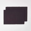 HOMESCAPES Set of 2 Black Cotton Ribbed Placemats Rectangular Fabric