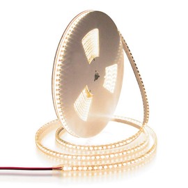 ALITOVE LED Strip Lights Warm White Waterproof 32.8ft 1200 LEDs 2835 SMD 24V DC 3500K Outdoor LED Flexible Ribbon for Kitchen Bedroom Garden Under-cabinet Backyard Hallways(No Power Supply & Adhesive)