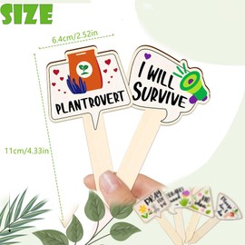 Pack of 15 Wooden Plant Signs, Plant Signs for Outdoors, Weatherproof, Funny Plant Markers, Weatherproof Plant Stakes for Labelling, Plug-in Labels, Plants for Potted Plants (Colour 1)