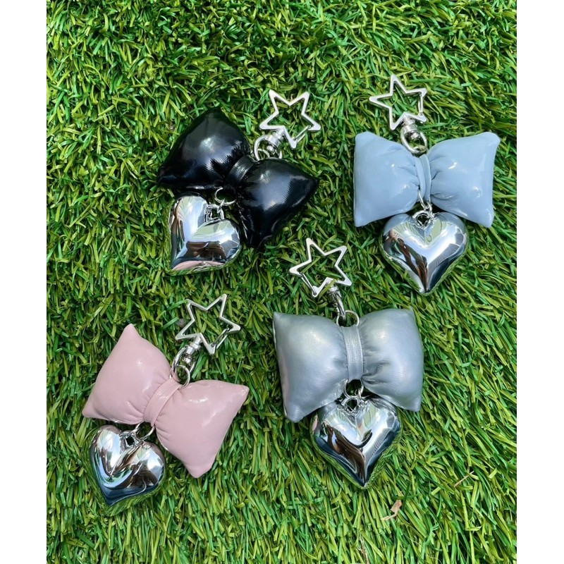 Wigo Women's Cushion, Ribbon, Heart, Keychain, Accessory, Strap, Cute, Present,