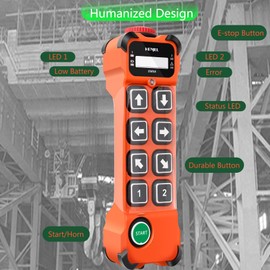 2 Speed 220V 380V Industrial Wireless Crane Remote Control for Hoist Overhead Bridge Crane Radio Gantry Crane Remote Controller 8 Buttons Transmitter and 110-460V Receiver
