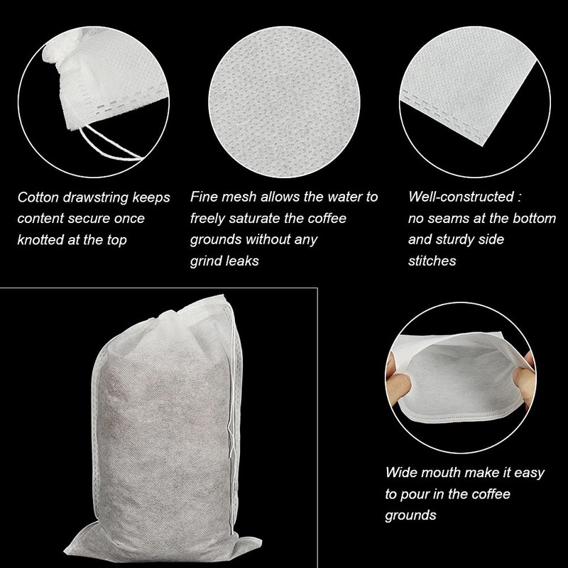50pcs No Mess Large Cold Brew Bags, 8x12 inch Disposable