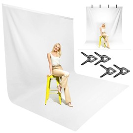 Julius Studio 9 x 15 ft. Pure White Color Backdrop Background Screen, 150GSM Superior Density Thicker Than Standard, Premium A+ Grade Fabric, Spring Clamps, Professional Studio, Family Event, JSAG677
