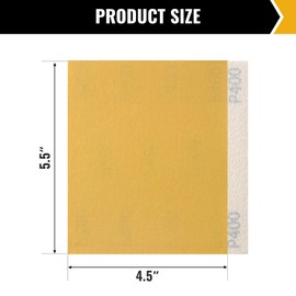 CowboyBOB 40 PCS 1/4 Sheet Gold Sandpaper Sheets 400 Grit 4.5” x 5.5” Size Hook and Loop Backing Sandpaper for Palm Sander Sanding Sheets for Automotive,Woodworking