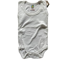 2 PACK BABY BODYSUIT WHITE ROUND NECK NO SLEEVES SIZE 0-3 MONTHS
