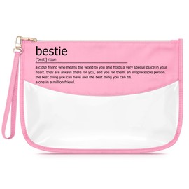 Sfodiary Besties Gifts for Women Makeup Bag Best Friend Friendship Gifts for Girls Christmas Birthday Present for Sister Women Friends Work Bestie Cosmetic Bag Zipper Travel Toiletry Pouch