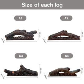 dainiqukanhai Electric Fireplace Wall Fireplace Recessed Electric Fireplace Synthetic Resin Decoration Electric Transparent Logs Flame Suitable for 42" Electric Fireplaces 4Pieces