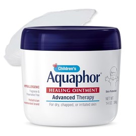 Aquaphor para niños, ungüento curativo de terapia avanzada, protector de piel al 41% de petrolato para el cuidado de heridas menores, piel agrietada o labios agrietados, frasco de 14 oz