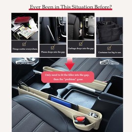 DURASIKO Car Seat Gap Filler with Seperated Storage Function,Console Side Pocket Organizer,Car Front Seat Gap Pockets for Cellphone Wallet Coin Keys,Premium PU Leather,Inner Car Accessories,2 Packs
