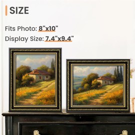 upsimples 8x10 Picture Frame with Real Glass, Ornate Vintage 8 x 10 Photo Frames for Wall Decor or Tabletop Display, Black and Gold, 2 Pack