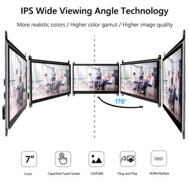 7 Inch Touch Screen Monitor for Raspberry Pi, Portable IPS Display HDMI 1024 * 600 Touchscreen with Acrylic Case, Second Monitor for Gaming Consoles/PC/Camera/Win OS