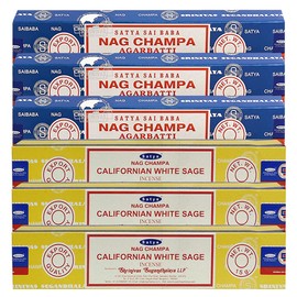 Nag Champa White Sage Incense Sticks & Holder Bundle Variety Pack from House of Satya Incense Sticks and Trumiri