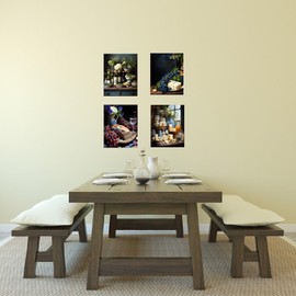 Twisted R Design Set of 4 8x10 French Wine and Cheese Wall Art Canvas Prints