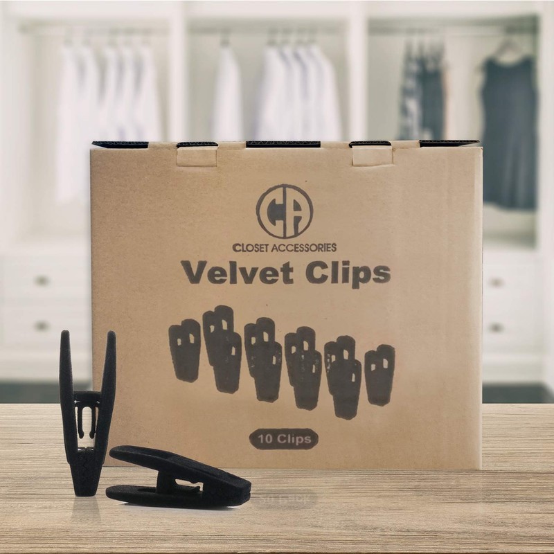 Accesorios de clóset Clips de terciopelo negro para perchas de
