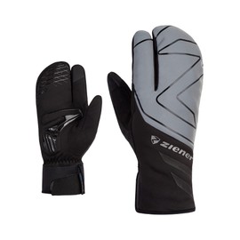 Ziener Dalyo Unisex Winter Cycling Gloves, Waterproof, Soft-Shell, Padded, Black, Metallic Silver, 7