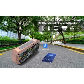 50th Anniversary of Hip Hop Portable Bluetooth Wireless Shower Speaker 10W Peak Power Boombox w HD Sound; IPX5 Waterproof; 4H Playtime; 800mAh Battery, BT 5.1, Home/Party/Outdoor/Beach/Travel/Camping