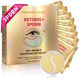 iMethod 3PDRN & Retinol Parches para los ojos, máscaras de hidrogel debajo de los ojos para ojeras, hinchazón y arrugas, con ácido hialurónico y colágeno, regalo de cuidado personal para mujeres