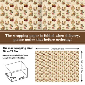 FYSUIMU 12 Sheets Vintage Easter Wrapping Paper -Not Roll- Easter Retro Chicken Egg Gift Wrap Paper Bulk Folded Flat Art Paper for Birthday Farmhouse DIY Crafts, 19.7 x 27.6 Inch