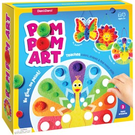 Dan&Darci Pom Pom Arts & Crafts Kit for Toddlers - Art Activity Craft for Little Boys & Girls Ages 3-6 Years Old Kids Sensory Activities - Builds Fine Motor Skills & Hand-Eye Coordination