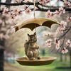 Animal Squirrel Bird Feeder with Umbrella, Outdoor Squirrel Holding Umbrella