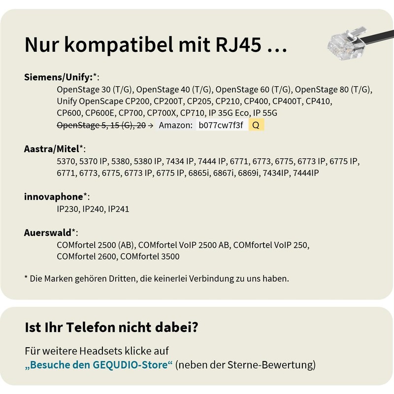 GEQUDIO Headset Compatible with Unify OpenStage 30 40 80 80