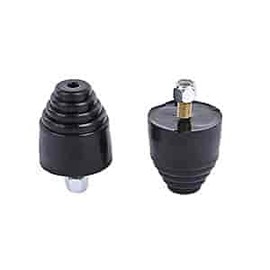 JEGS Bump Stops/Snubbers | Black | Includes One Pair | Stepped Conical Style | Can Be Easily Trimmed For Custom Fit | 2" Diameter x 2-1/8" High | 3/8"-16 Male Thread With Hex