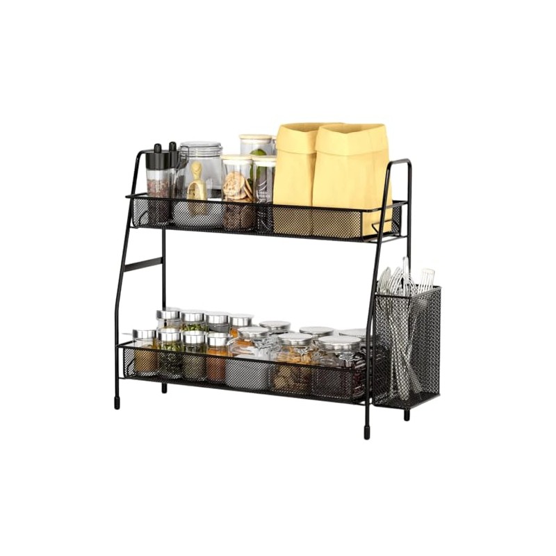 2 Tier Spice Rack, Standing, Metal Spice Rack, Kitchen Shelf,