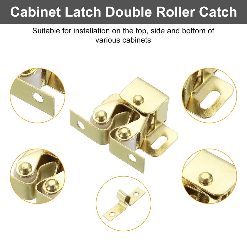 sourcing map 8Pcs Cabinet Latch Double Roller Catch, Lock Stop
