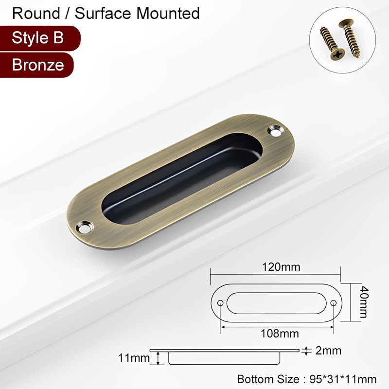 MiJunHD Recessed Flush Door Handles Stainless Steel Cabinet & Furniture