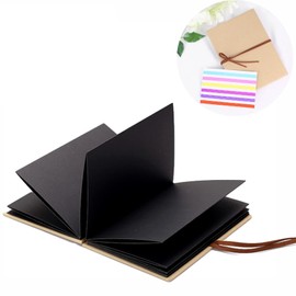 Copeflap Handmade Album Mounted Scrap Album Bellows Accordion Style with Corner Stickers (Black)