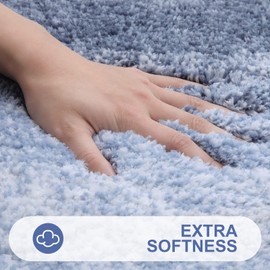 Homaxy Soft Bathroom Rug 40 x 60 cm, Non-Slip Washable Bath Mat Fluffy High Pile Bath Mat Microfibre Absorbent Bath Mat Shower Mat (Blue)