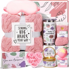 Birthday Gifts for Women Friendship, Self Care Gifts Inspirational Get Well Soon Gifts Basket, Relaxing Spa Gifts Care Package w/ Luxury Blanket, Unique Gifts Ideas for Mom Her Best Friend Sister Wife