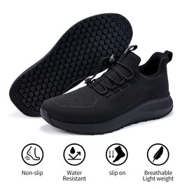 AEHAO Mens Non Slip Work Shoes Slip On Water Resistant Chef Shoe for Restaurant Kitchen Food Service Working Waterproof Walking Sneakers Breathable and Lightweight,Black 13