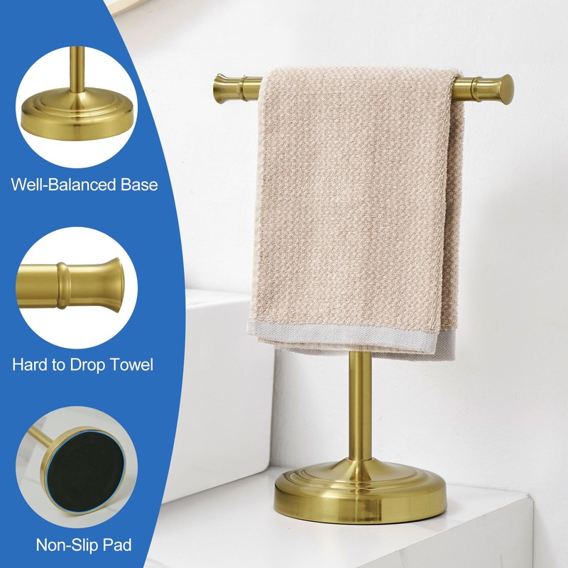 RUMOSE 13 Inch Brushed Gold Towel Stand Hand Towel Holder