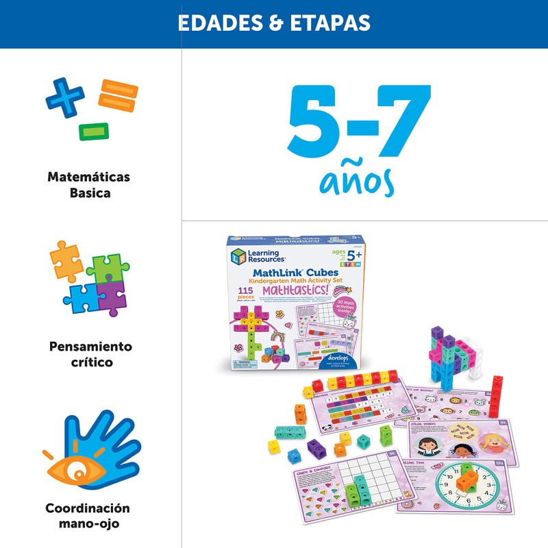 MathLink Cubes Kindergarten Math Activity Set Mathtastics!, Juguetes para aprender