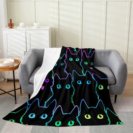 Cartoon Cat Fleece Throw Blanket Kids,3D Animals Theme Fuzzy Blanket for Bed Sofa Couch,All Season Pet Cats Bed Blanket Breathable Cute Kitten Print Plush Blanket Room Decor Twin 60"x80"