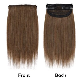 S-noilite Remy Clips in Hair Piece Invisible Hairpin Human Hair 12" Light Brown for Thinning Hair Adding Hair Volume Fluffy Short Silk Straight Hair Piece(12",#06 Light Brown)