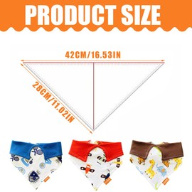 NHQZ Pack of 3 Drool Bibs Baby Muslin Triangular Scarf Baby for Boys and Girls, silver, XS