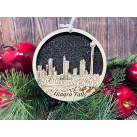 Niagara Falls Ornament Wooden Souvenir Christmas Tree Decoration with Niagara Falls Vacation Gift
