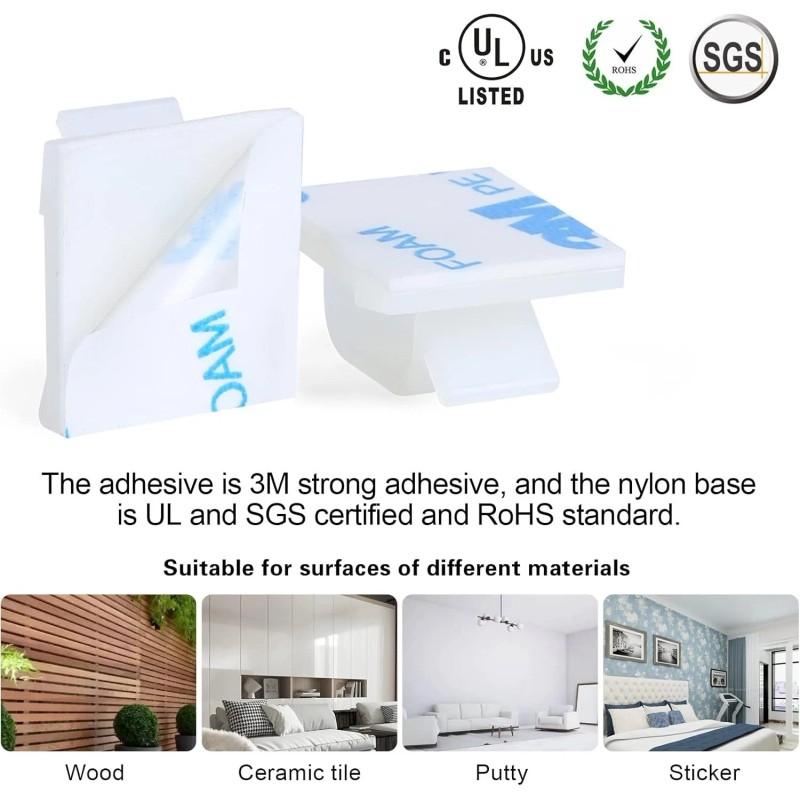 XHF 120 Pcs XHF Adhesive Cable Wire Clips White