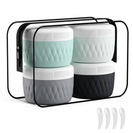 Kuangre Travel Containers for Toiletries, Silicone Cream Jars BPA-Free, TSA Approved 3oz Travel Size Containers, Leak-proof Silicone Jars with Lid for Cosmetic Face Hand Body Cream (4 Pack)