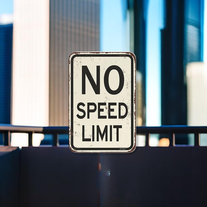 BTFSigns 8" x 12" No Speed Limit Aluminum Sign -