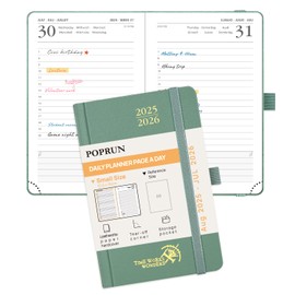 POPRUN Academic Pocket Diary 2025-2026 Day to Page A6 Hardback Mid Year Daily 25/26 Planner (Aug'25 - Jul'26) A Day per Page 1 Hour Interval Appointment Diary (Midnight Green)
