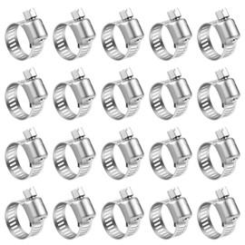 LOKMAN 20 Pack Stainless Steel Hose Clamp Adjustable 3/8'' - 5/8'' (10-16mm) Worm Gear Hose Clamp, Metal Fuel Line Pipe Clamp for Plumbing, Automotive And Mechanical Application