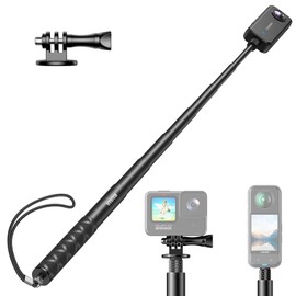 Mairan Ultra Long 180cm Insta 360 Invisible Selfie Stick with GoPro Adapter, 1/4" Screw 7th Floor Telescopic Strap Lightweight Aluminum GoPro Hero 12 11 10 9 Insta360X4 X3 DJI Osmo Action Ideal for