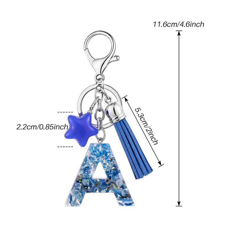 SELOVO Blue A Keyring Friend Alphabet Star Charm Key Chain