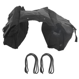 Bicycle Rear Seat Bag Black Large Capacity Canvas Waterproof Elastic Cord Fixing Bike Backseat Bag for Accessory